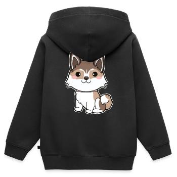 Norwegischer Lundehund - Kinder Premium Organic Zip Hoodie - Schwarz - Hinten - AI Model Kid Male (0cm)