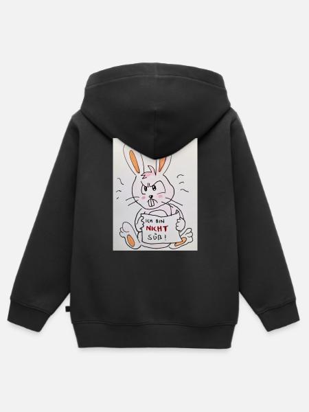 grumpy rabbit - Kinder Premium Organic Zip Hoodie - Schwarz