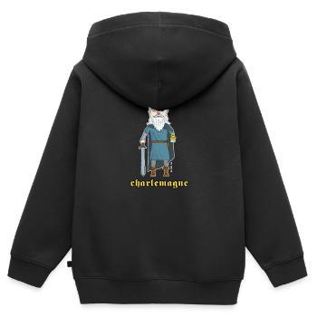 Charlemagne - Sweat Premium à capuche zippé enfant bio - noir - Dos - AI Model Kid Male (0cm)