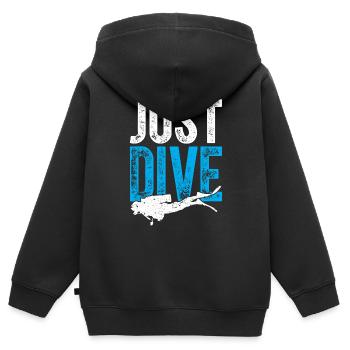 Just Dive - Kinder Premium Organic Zip Hoodie - Schwarz - Hinten - AI Model Kid Male (0cm)