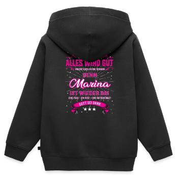 Alles wird gut, Marina ist wieder da T-Shirt - Kinder Premium Organic Zip Hoodie - Schwarz - Hinten - AI Model Kid Male (0cm)