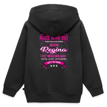 Alles wir gut, Regina ist wieder da T-Shirt - Kinder Premium Organic Zip Hoodie - Schwarz - Hinten - AI Model Kid Male (0cm)