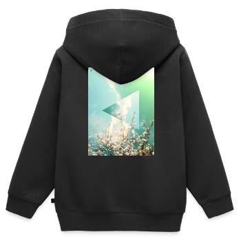 Sensation printanière - Sweat Premium à capuche zippé enfant bio - noir - Dos - AI Model Kid Male (0cm)