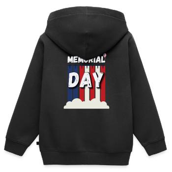 Memorial Day - Kids Premium Organic Zip-up Hoodie - black - Back - AI Model Kid Male (0cm)