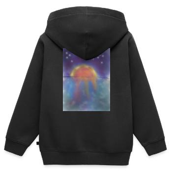 Sonnenuntergang mit Sternenhimmel - Kinder Premium Organic Zip Hoodie - Schwarz - Hinten - AI Model Kid Male (0cm)