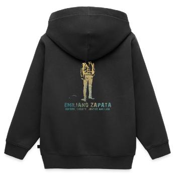 Emiliano Zapata - Kinder Premium Organic Zip Hoodie - Schwarz - Hinten - AI Model Kid Male (0cm)