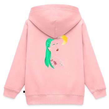 Woman Flowers - Sweat Premium à capuche zippé enfant bio - rose - Dos - AI Model Kid Female (0cm)