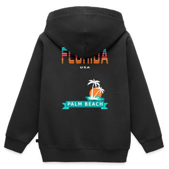 Florida USA - Palm Beach - Kids Premium Organic Zip-up Hoodie - black - Back - AI Model Kid Male (0cm)