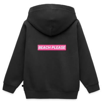 Strand bitte - Kinder Premium Organic Zip Hoodie - Schwarz - Hinten - AI Model Kid Male (0cm)