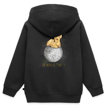 Fan de lune - Sweat Premium à capuche zippé enfant bio - noir - Dos - AI Model Kid Male (0cm)