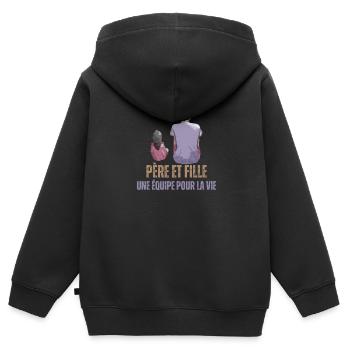 Père et Fille une équipe pour la vie cadaeu - Sweat Premium à capuche zippé enfant bio - noir - Dos - AI Model Kid Male (0cm)