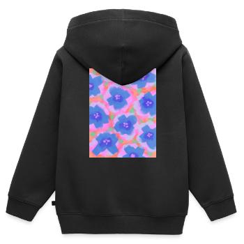 Cute Purple Flowers - Kinder Premium Organic Zip Hoodie - Schwarz - Hinten - AI Model Kid Male (0cm)