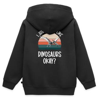 Dino Triceratops Rex Raptor - Sweat Premium à capuche zippé enfant bio - noir - Dos - AI Model Kid Male (0cm)
