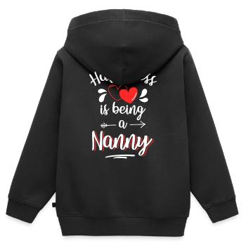 Bonheur Joie Optimisme - Sweat Premium à capuche zippé enfant bio - noir - Dos - AI Model Kid Male (0cm)