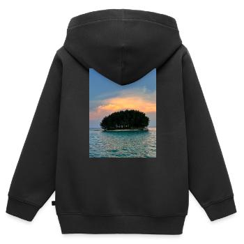 Tropical Island - Kinder Premium Organic Zip Hoodie - Schwarz - Hinten - AI Model Kid Male (0cm)