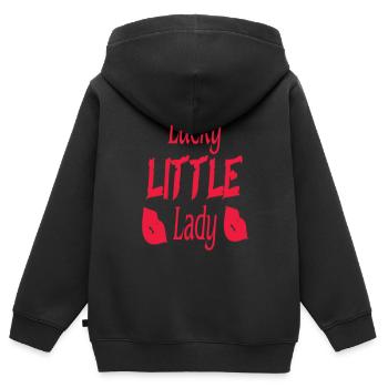 Lucky little Lady - Kinder Premium Organic Zip Hoodie - Schwarz - Hinten - AI Model Kid Male (0cm)