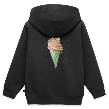 Softeis mit Sprinkles - Kinder Premium Organic Zip Hoodie - Schwarz - Hinten - AI Model Kid Male (0cm)
