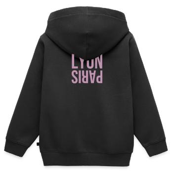Parisien à Lyon - Parisienne à Lyon - Sweat Premium à capuche zippé enfant bio - noir - Dos - AI Model Kid Male (0cm)