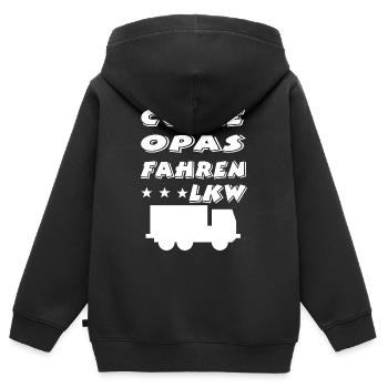 LKW - Kinder Premium Organic Zip Hoodie - Schwarz - Hinten - AI Model Kid Male (0cm)