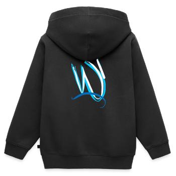 Blauweisse abstrakte Kunst - Kinder Premium Organic Zip Hoodie - Schwarz - Hinten - AI Model Kid Male (0cm)