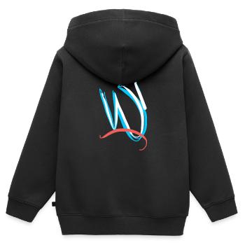 Kunstvoller W - Kinder Premium Organic Zip Hoodie - Schwarz - Hinten - AI Model Kid Male (0cm)