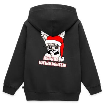 Comicstyle Alpakamotiv - Weihnachten ohne mich - Kinder Premium Organic Zip Hoodie - Schwarz - Hinten - AI Model Kid Male (0cm)