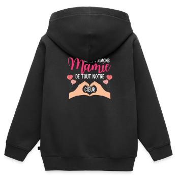 Nous t'aimons Mamie de tout notre cœur Cadeau - Sweat Premium à capuche zippé enfant bio - noir - Dos - AI Model Kid Male (0cm)