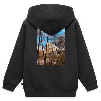 Arbres de couleur froide de grande hauteur - Sweat Premium à capuche zippé enfant bio - noir - Dos - AI Model Kid Male (0cm)