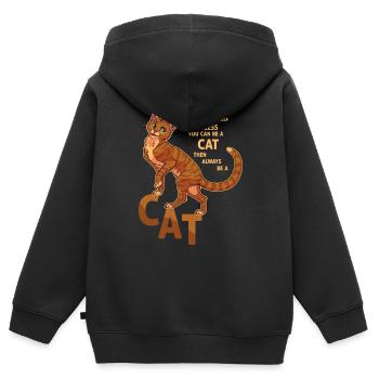 Always be a cat - Kinder Premium Organic Zip Hoodie - Schwarz - Hinten - AI Model Kid Male (0cm)