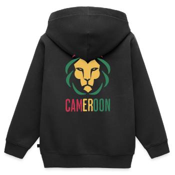 Cameroon Flag Lion Cameroon - Kids Premium Organic Zip-up Hoodie - black - Back - AI Model Kid Male (0cm)
