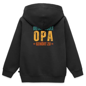 Dieser coole Opa gehört zu Personalisiert - Kinder Premium Organic Zip Hoodie - Schwarz - Hinten - AI Model Kid Male (0cm)