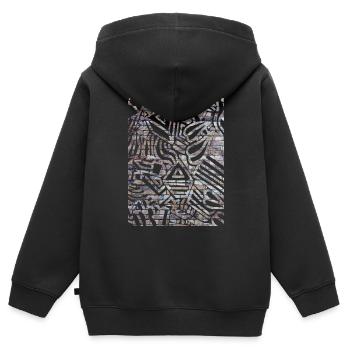 Geometrischer Druck - Kinder Premium Organic Zip Hoodie - Schwarz - Hinten - AI Model Kid Male (0cm)