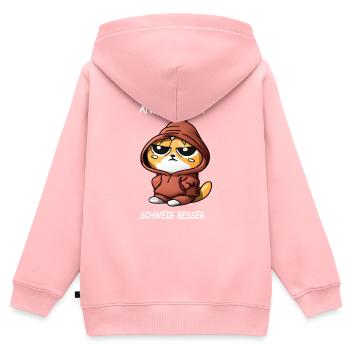 Ansprechen - Schweig besser Kaffee Spruch Katzen - Kinder Premium Organic Zip Hoodie - Rosa - Hinten - AI Model Kid Female (0cm)