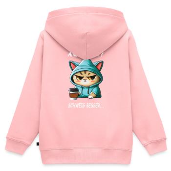 Ansprechen - Schweig besser Kaffee Spruch Katzen - Kinder Premium Organic Zip Hoodie - Rosa - Hinten - AI Model Kid Female (0cm)