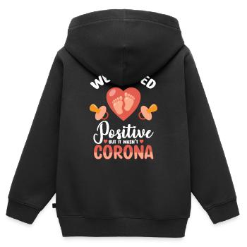 Schwanger Nachwuchs - Kinder Premium Organic Zip Hoodie - Schwarz - Hinten - AI Model Kid Male (0cm)