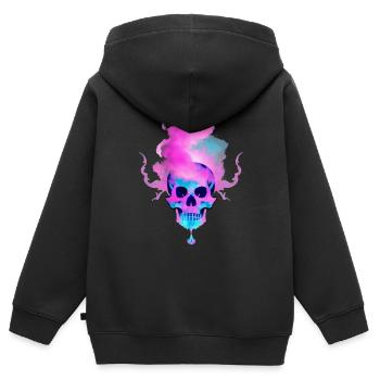 Feuerschädel Rauch pink Skelett Flammen 12 - Kinder Premium Organic Zip Hoodie - Schwarz - Hinten - AI Model Kid Male (0cm)