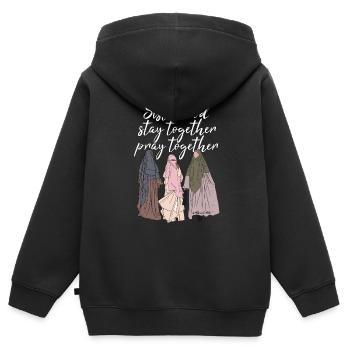 Sisterhood - stay together - pray together - white - Kids Premium Organic Zip-up Hoodie - black - Back - AI Model Kid Male (0cm)