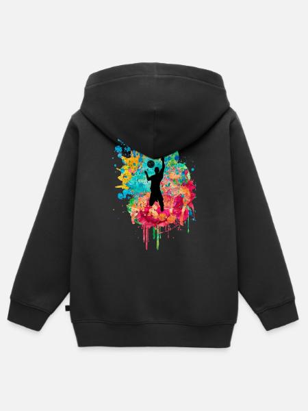 Volleyball Schmettern PopArt - Kinder Premium Organic Zip Hoodie - Schwarz
