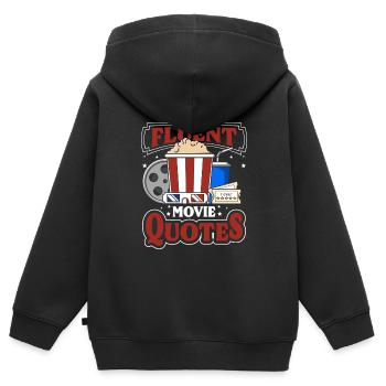 Écran cinéphile Personnel Hollywood - Sweat Premium à capuche zippé enfant bio - noir - Dos - AI Model Kid Male (0cm)