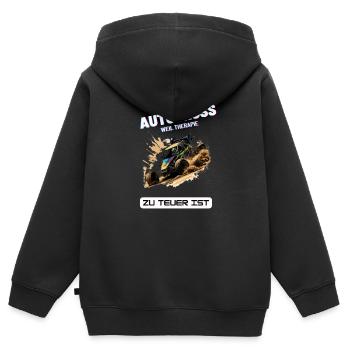 Autocross weil Therapie zu teuer ist - Kinder Premium Organic Zip Hoodie - Schwarz - Hinten - AI Model Kid Male (0cm)