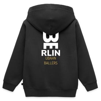 Berlin U-Bahn Ballers Berlin (U-Bahn Fetischist) - Kinder Premium Organic Zip Hoodie - Schwarz - Hinten - AI Model Kid Male (0cm)