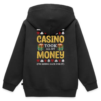 Casino Kartenspieler Hold'em Skat - Kinder Premium Organic Zip Hoodie - Schwarz - Hinten - AI Model Kid Male (0cm)