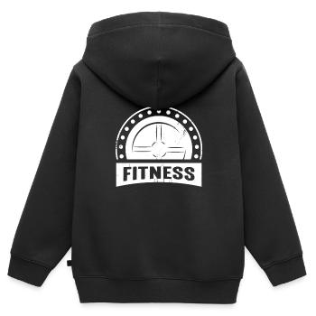 Fitness Hantel Weis - Kinder Premium Organic Zip Hoodie - Schwarz - Hinten - AI Model Kid Male (0cm)