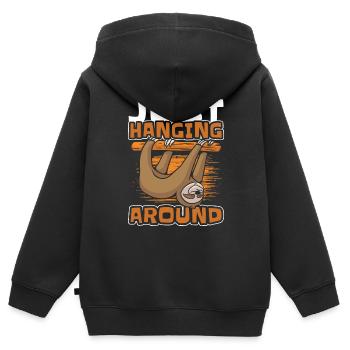 Faultier Abhängen Hängen - Kinder Premium Organic Zip Hoodie - Schwarz - Hinten - AI Model Kid Male (0cm)