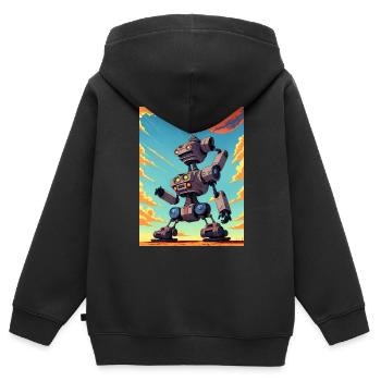 50er Jahre Cartoon - Verrückter Roboter - Sci-Fi - Kinder Premium Organic Zip Hoodie - Schwarz - Hinten - AI Model Kid Male (0cm)