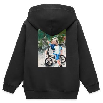 Ensemble / Gemeinsam - Sweat Premium à capuche zippé enfant bio - noir - Dos - AI Model Kid Male (0cm)