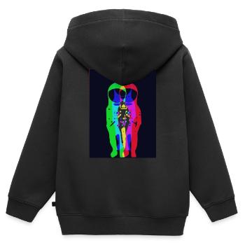 Parallel - Kinder Premium Organic Zip Hoodie - Schwarz - Hinten - AI Model Kid Male (0cm)