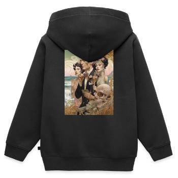 ghotic class - Sweat Premium à capuche zippé enfant bio - noir - Dos - AI Model Kid Male (0cm)