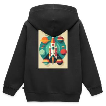 Rocket Launch Raketenstart - Kinder Premium Organic Zip Hoodie - Schwarz - Hinten - AI Model Kid Male (0cm)