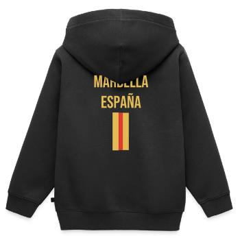 Marbella Espana T-Shirt - Sweat Premium à capuche zippé enfant bio - noir - Dos - AI Model Kid Male (0cm)